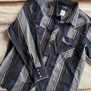 wrangler striped pearl snap shirt